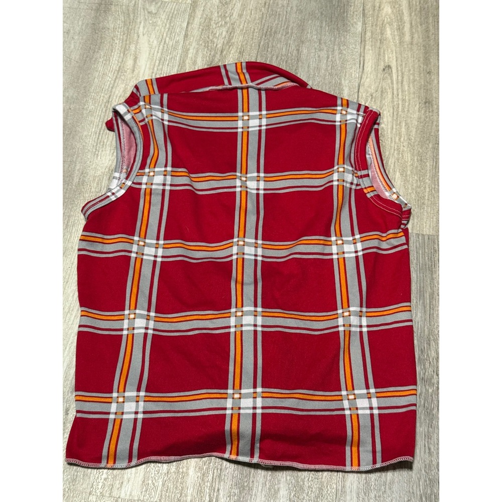 Sleeveless tank Tie-Front Top Plaid Checkered Red Orange Gray Trendy size small - Picture 2 of 2